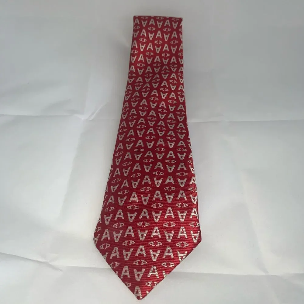 David Hicks Vintage Letter Necktie - A - Red - EUC